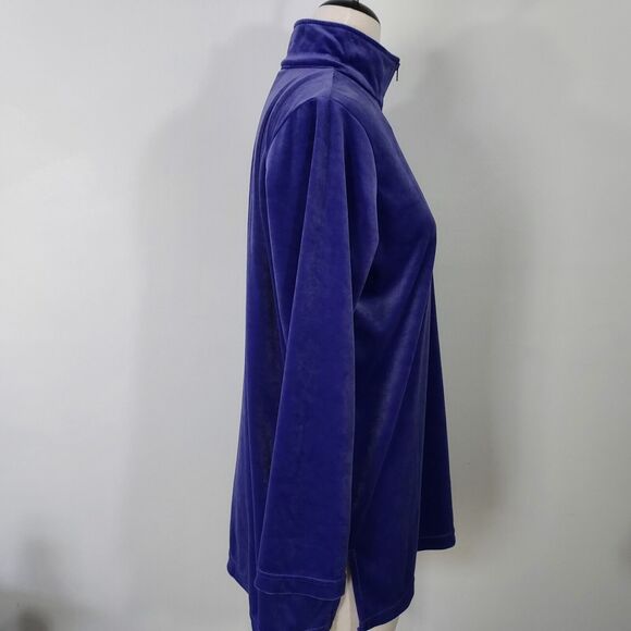 All American Comfort 1/4 Zip Tracksuit Jacket Velvet Velour Womens Medium Purple - Picture 6 of 12
